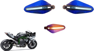 AutoVHPR Kawa Nin H Stylish Blue Hand Guard with LED Handlebar Hand Guard(Kawasaki)