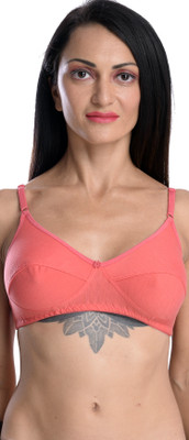 FIMS Women Cotton Bra, Full coverage, Non-Padded Pack of 1 Women Everyday Non Padded Bra(Orange)