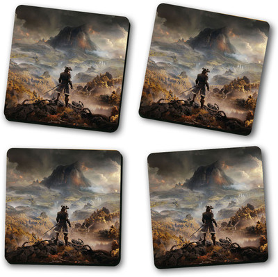 Ashvah Square Medium Density Fibreboard Coaster Set(Pack of 4)