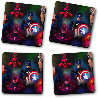 Ashvah Square Medium Density Fibreboard Coaster Set(Pack of 4)