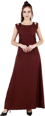 Shyammc Women Maxi Brown Full Length Dress