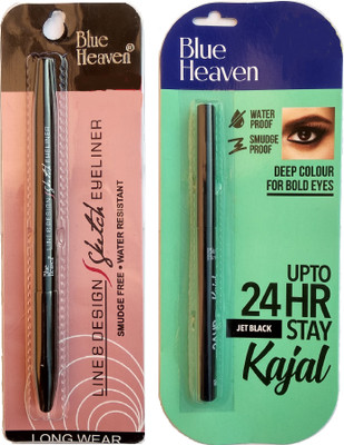 BLUE HEAVEN Sketch Eye Liner & Walk Free Kajal(2 Items in the set)