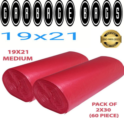 hirdeshanusar red Garbage bag 19x21 pack of 2x30 ( 60,piece ) red Medium 18 L Garbage Bag (60 Bags) Medium 18 L Garbage Bag  Pack Of 60(60Bag )