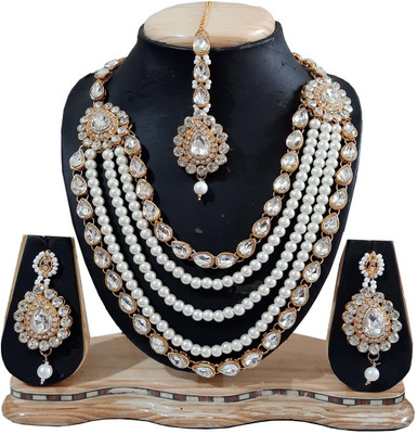 Shiv Mother of Pearl, Alloy Gold-plated White Jewellery Set(Pack of 1)