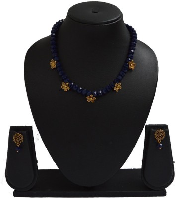 Sandhya Designer Studio Stone Blue, Gold Jewellery Set(Pack of 1)