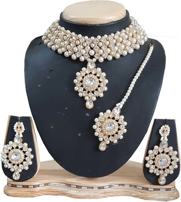 ANRA JEWEL Mother of Pearl, Alloy Gold-plated White Jewellery Set(Pack of 1)