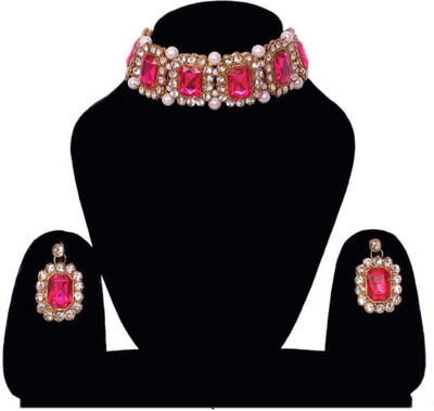 CATALYST Alloy Gold-plated Pink Jewellery Set(Pack of 1)