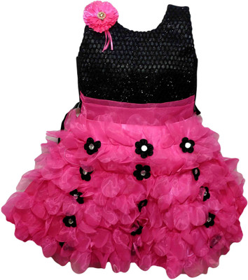 socho samjo Baby Girls Midi/Knee Length Festive/Wedding Dress(Multicolor, Sleeveless)