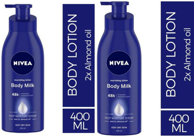 NIVEA Mosituring Body milk,Pack of 2 ,Men and Women(400 ml)