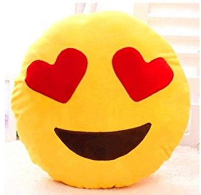 NAVRUDRA Pillow Polyester Fibre Smiley Cushion Pack of 1(Yellow, Red)