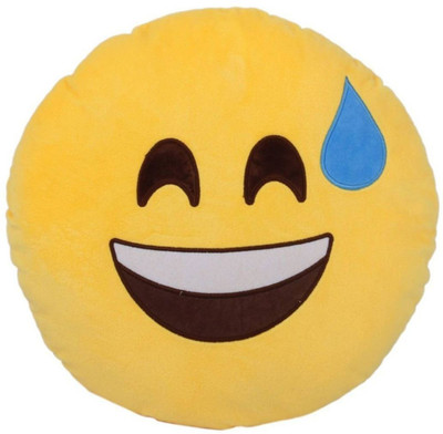 NAVRUDRA Polyester Fibre Smiley Cushion Pack of 1(Yellow, Blue)