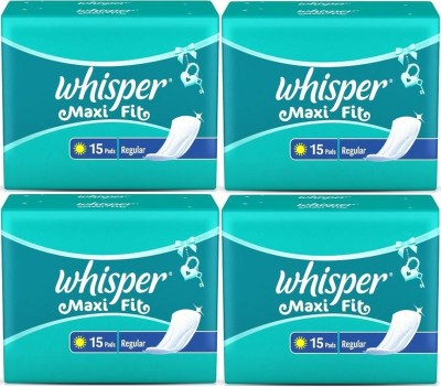 Whisper Maxi Fit Regular Wings 15+15+15+15 Sanitary Pad Sanitary Pad(Pack of 4)