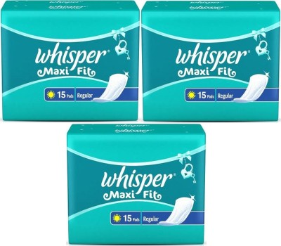 Whisper Maxi Fit Regular Wings 15+15+15 Sanitary Pad Sanitary Pad(Pack of 3)