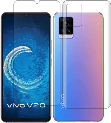 ELEF Front and Back Tempered Glass for Vivo V20 Front Premium Tempered Glass Back 0.3mm Flexible Trink(Pack of 2)