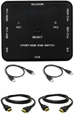 BOXNUBE 2 Port HDMI KVM Switch Share 2 Computers with One Monitor Support UHD,4K@30Hz - with HDMI and USB Cables Media Streaming Device(Black)