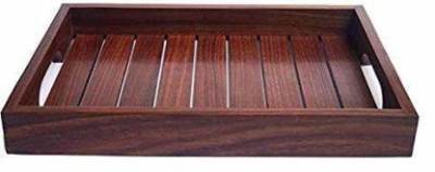 ANB Enterprises Wooden serving tray Cup tray Bowl tray , sheesham tray For :- living kitchen and Dining table serving tray (Brown) color set off -1 Tray