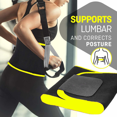 APPGEN t Wais Waist Support Belt Sweat Waist Trimmer Fat Burner Exercise Belt Support Abdominal Belt(Black)