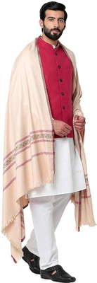 BE SWADESHI Polyester Wool Blend Self Design Men, Women Shawl(Beige)