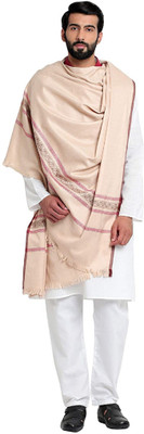 Kashmiri queen Polyester Wool Blend Self Design Men, Women Shawl(Beige)