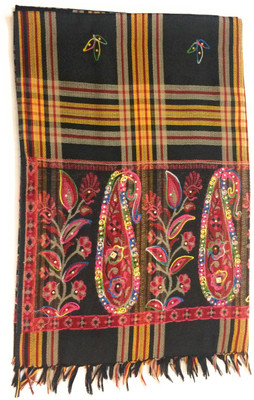 Kyras creations Acrylic Checkered Women Shawl(Black)