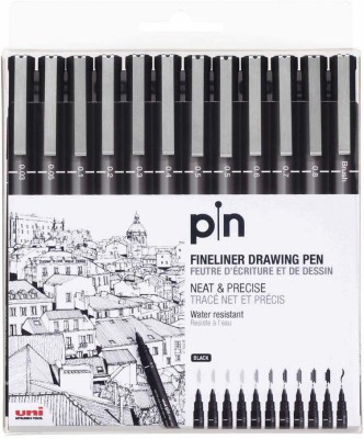 uni-ball Pin-200 0.03-0.08 mm Fine Line Marker | Smooth & Water Resistant | Fineliner Pen(Pack of 12, Multicolor)