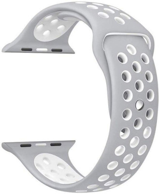 Slugabed Soft Silicone Sport 42mm/44mm Grey and White Air Hole Smart Watch Strap(Grey, White)