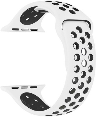 TINGTONG Soft Silicone Sport 42mm/44mm/45mm White and Black Air Hole Smart Watch Strap(White, Black)