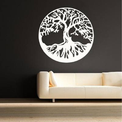LYOMAN 59 cm treeoflive-Wht Self Adhesive Sticker(Pack of 1)