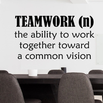 LYOMAN 59 cm Teamwork-BLK Self Adhesive Sticker(Pack of 1)