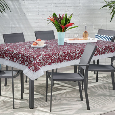 Dakshya Industries PVC 6 Seater Printed Table Cover(Pink)