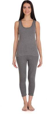 Epoxy Premium Winter Wear Sleeveless Charcaol Grey Women Top - Pyjama Set Thermal