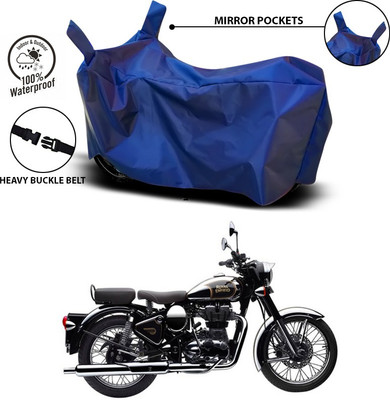 SEBONGO Waterproof Two Wheeler Cover for Royal Enfield(Classic Chrome, Blue)