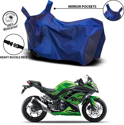 ANTHUB Waterproof Two Wheeler Cover for Kawasaki(Ninja 300, Blue)