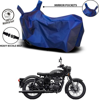 SEBONGO Waterproof Two Wheeler Cover for Royal Enfield(Classic 500, Blue)