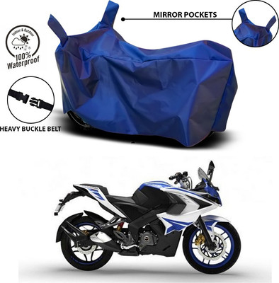 ANTHUB Waterproof Two Wheeler Cover for Bajaj(Pulsar RS 200, Blue)