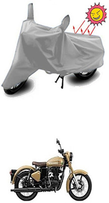 Auto Age Two Wheeler Cover for Royal Enfield(Silver)