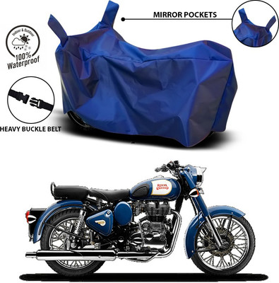 SEBONGO Waterproof Two Wheeler Cover for Royal Enfield(Bullet 350, Blue)