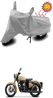 Auto Age Two Wheeler Cover for Royal Enfield(Classic 350, Silver)