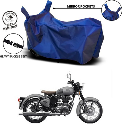 SEBONGO Waterproof Two Wheeler Cover for Royal Enfield(Classic 350, Blue)