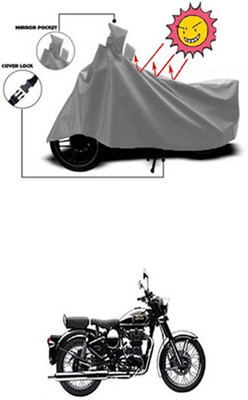 Auto Age Two Wheeler Cover for Royal Enfield(Classic Chrome, Grey)