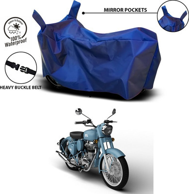 SEBONGO Waterproof Two Wheeler Cover for Royal Enfield(Classic 500, Blue)