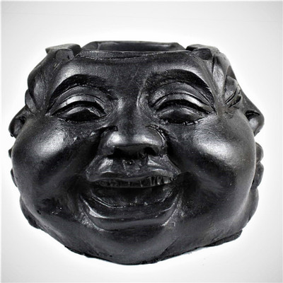 Inara Creation Multi Faces Black Polyresin Ashtray(Pack of 1)