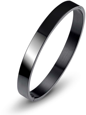 MEENAZ Stainless Steel, Enamel, Metal, Steel, Alloy Silver, Black Silver, Titanium Kada