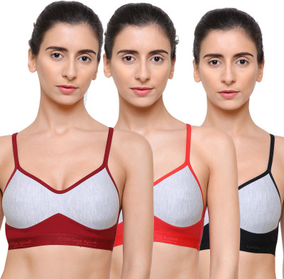 COLLEGE GIRL Women Sports Non Padded Bra(Maroon, Red, Black)