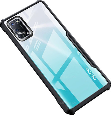 MOBILOVE Back Cover for Oppo A52 | Four Corner Hybrid Soft PC Anti Clear Gel TPU Bumper Back Case Cover(Black, Rugged Armor, Pack of: 1)