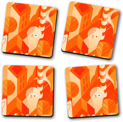 ARTBUG Square Wood Coaster Set(Pack of 4)
