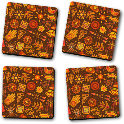 Ashvah Square Wood Coaster Set(Pack of 4)