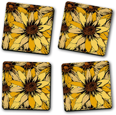 ARTBUG Square Wood Coaster Set(Pack of 4)