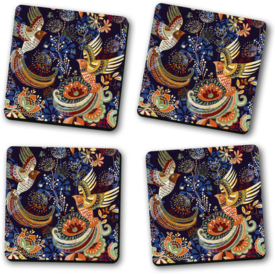 ARTBUG Square Wood Coaster Set(Pack of 4)