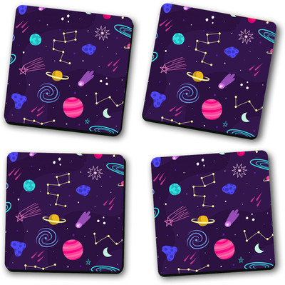 Ashvah Square Wood Coaster Set(Pack of 4)